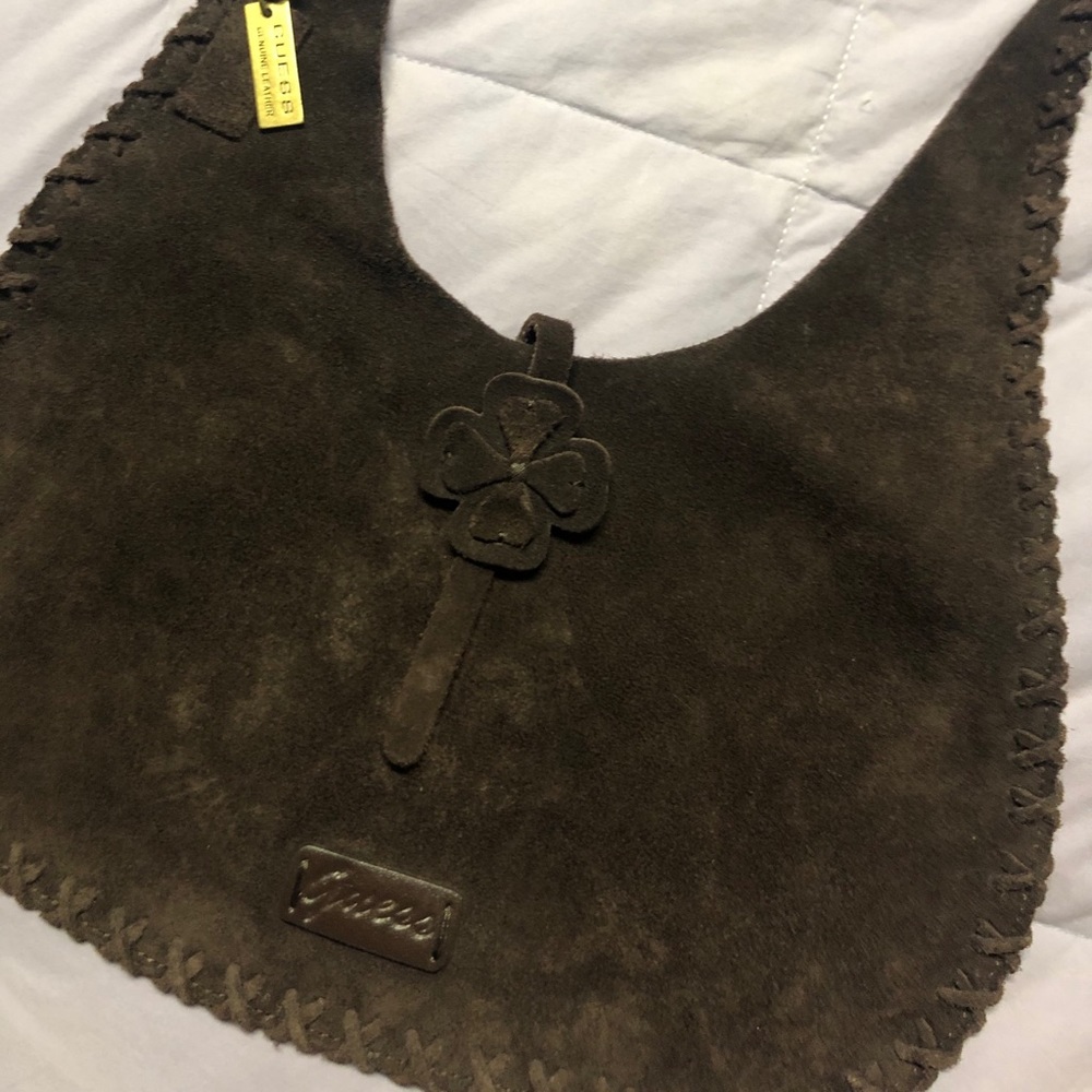 Vintage Guess Brown Leather Sude Hobo shoulder bag